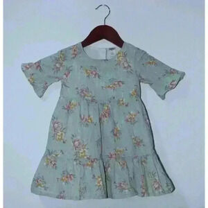 Oshkosh Floral Metallic Thread Ruffled Layered Boho Girls Toddlers Dress Size 2T